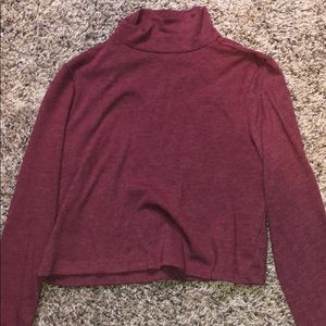 Maroon long sleeve, little turtle neck, cropped